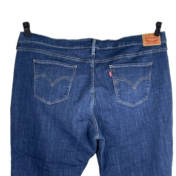 LEVI'S FRAYED RAW HEM DARK WASH BLUE CROPPED STRETCH BOHO JEANS - Picture 7 of 13